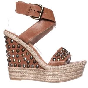 COPY - Stuart Weitzman Hubcaps Espadrille Wedge Sandals, Size 8